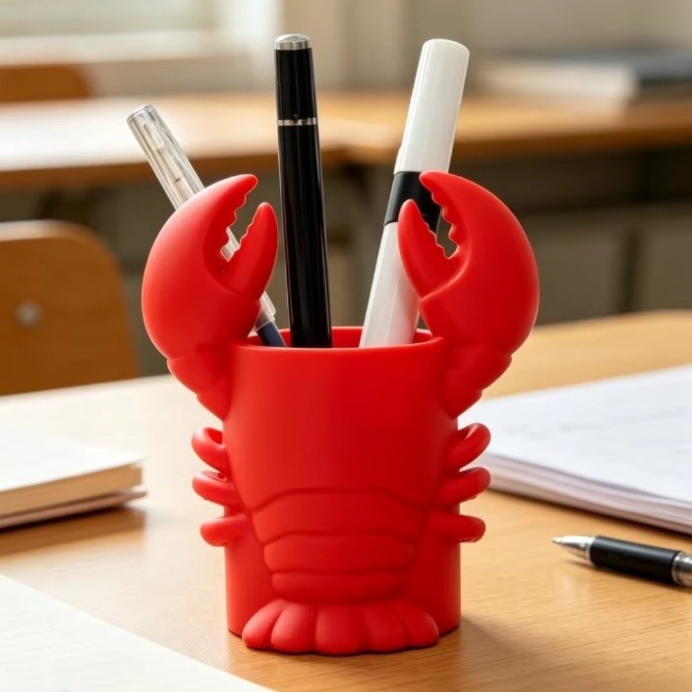 3D Printing Cafe - 斬新な3Dプリントロブスター型ペンホルダー、動物型ロブスター型デスクトップ収納カップ、プラスチック製ペンホルダー、カフェ装飾