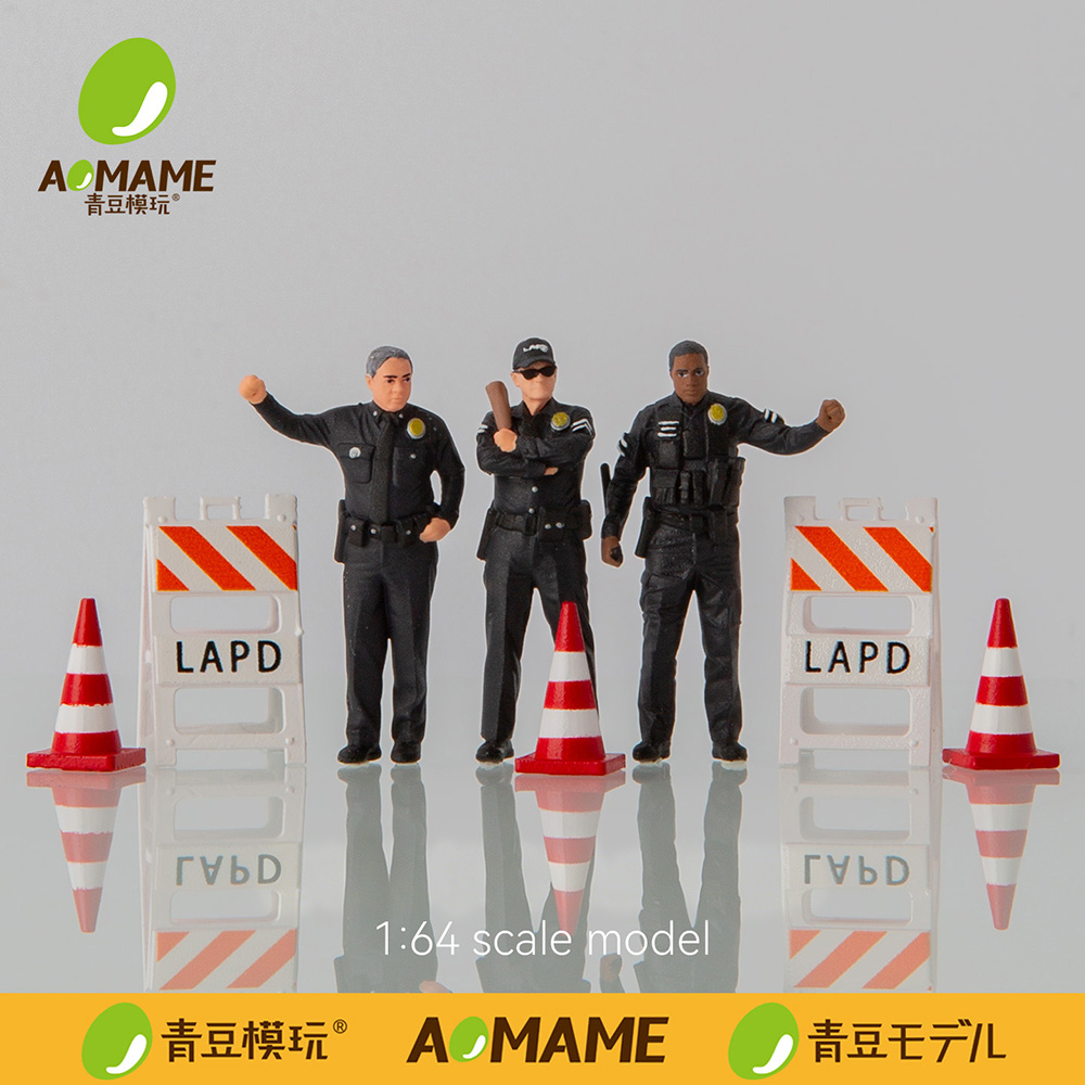 3D Printing Diecast Cars - 1/64スケール LAPD警察セット レジンフィギュア、3Dプリント製アメリカンストリートシーンミニチュアモデルキット（ジオラマ展示用）