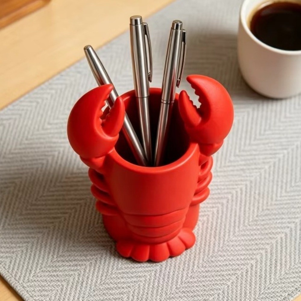 3D Printing Cafe - 3Dプリントされたロブスター型の鉛筆ホルダー、動物型のプラスチック製デスクトップ収納カップ、ロブスター型のメイクブラシカップ、カフェの装飾品