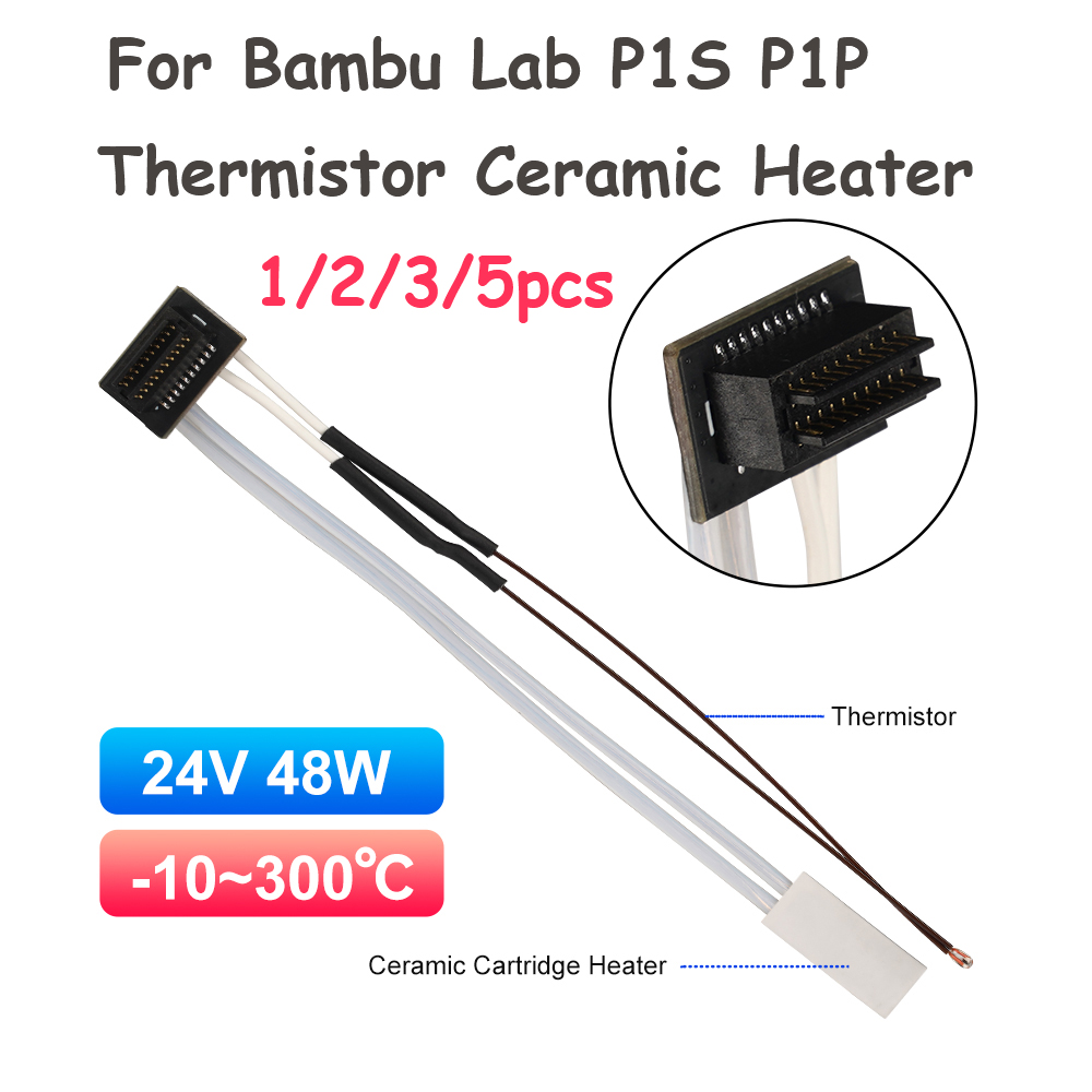 3D Printing Bambu - Bambu Lab P1S P1P用サーミスターセラミックカートリッジヒーター、3Dプリントホットエンド用、TZホットエンド加熱ブロック、3Dプリンター部品