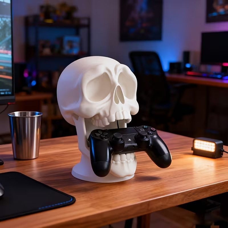 3Dプリント製スカル型ヘッドセットスタンド、コントローラーホ - 3D Printing Xbox Controller Holder のレビューと価格