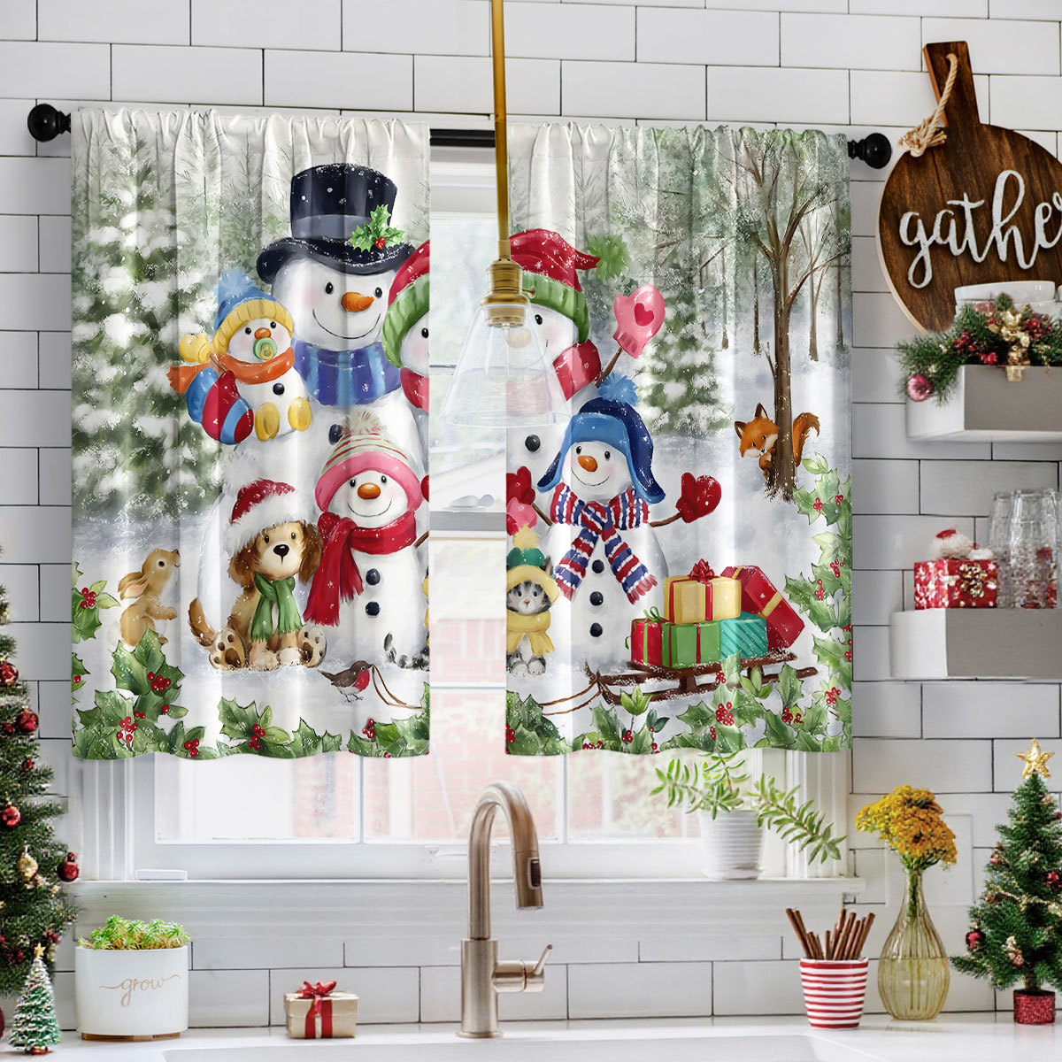 VIKAMA クリスマスショートバランスカーテン 2枚セット - 3D Printing Cafe のレビューと価格