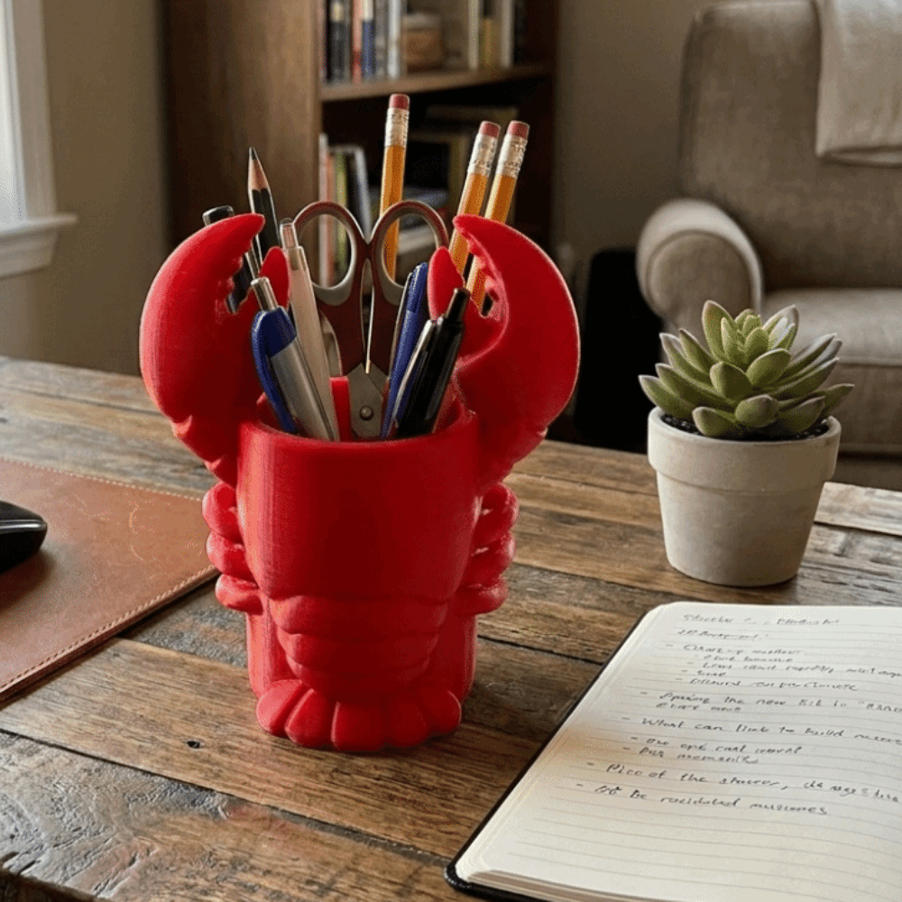 3Dプリントされたロブスター型の鉛筆ホルダー、動物型のプラス - 3D Printing Cafe のレビューと価格